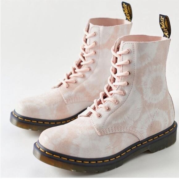 Dr. Martens Shoes - Dr. Martens 1460 Pascal Light Pink Tie Dye Suede Combat Boots 8